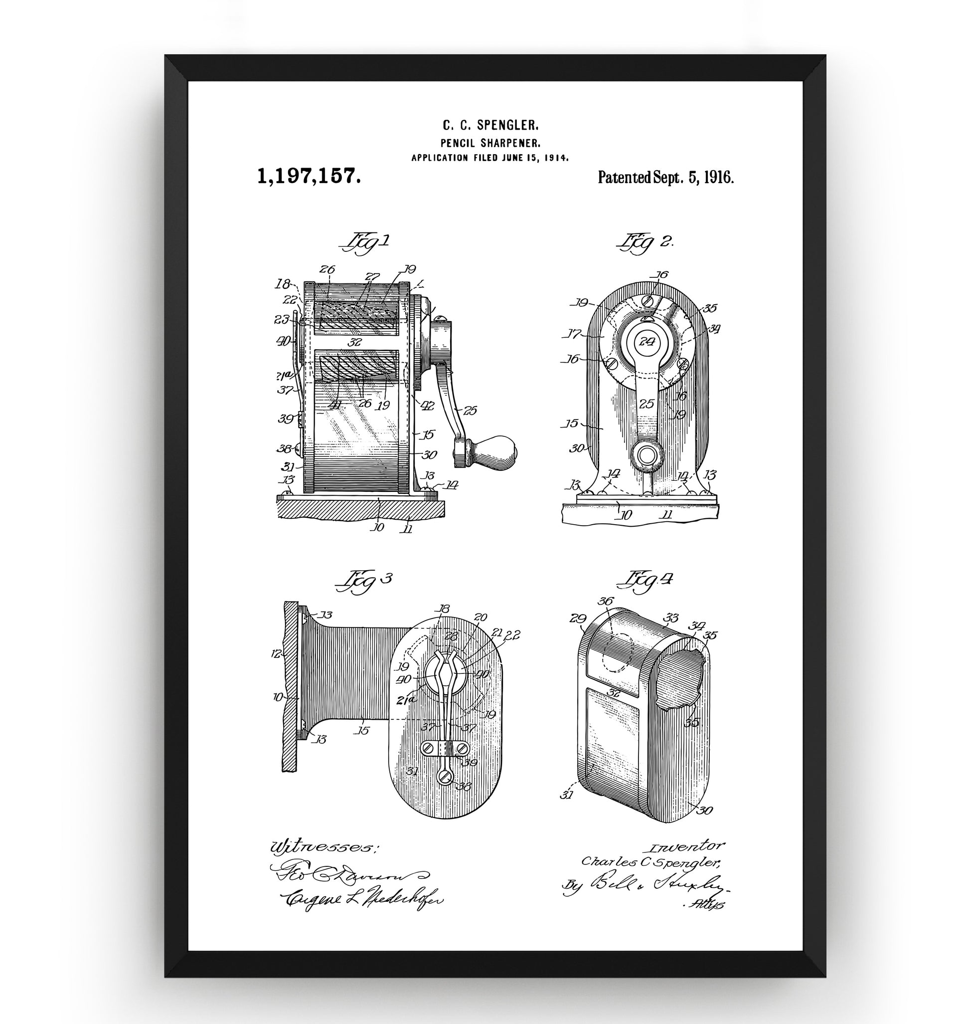 Pencil Sharpener 1914 Patent Print - Magic Posters