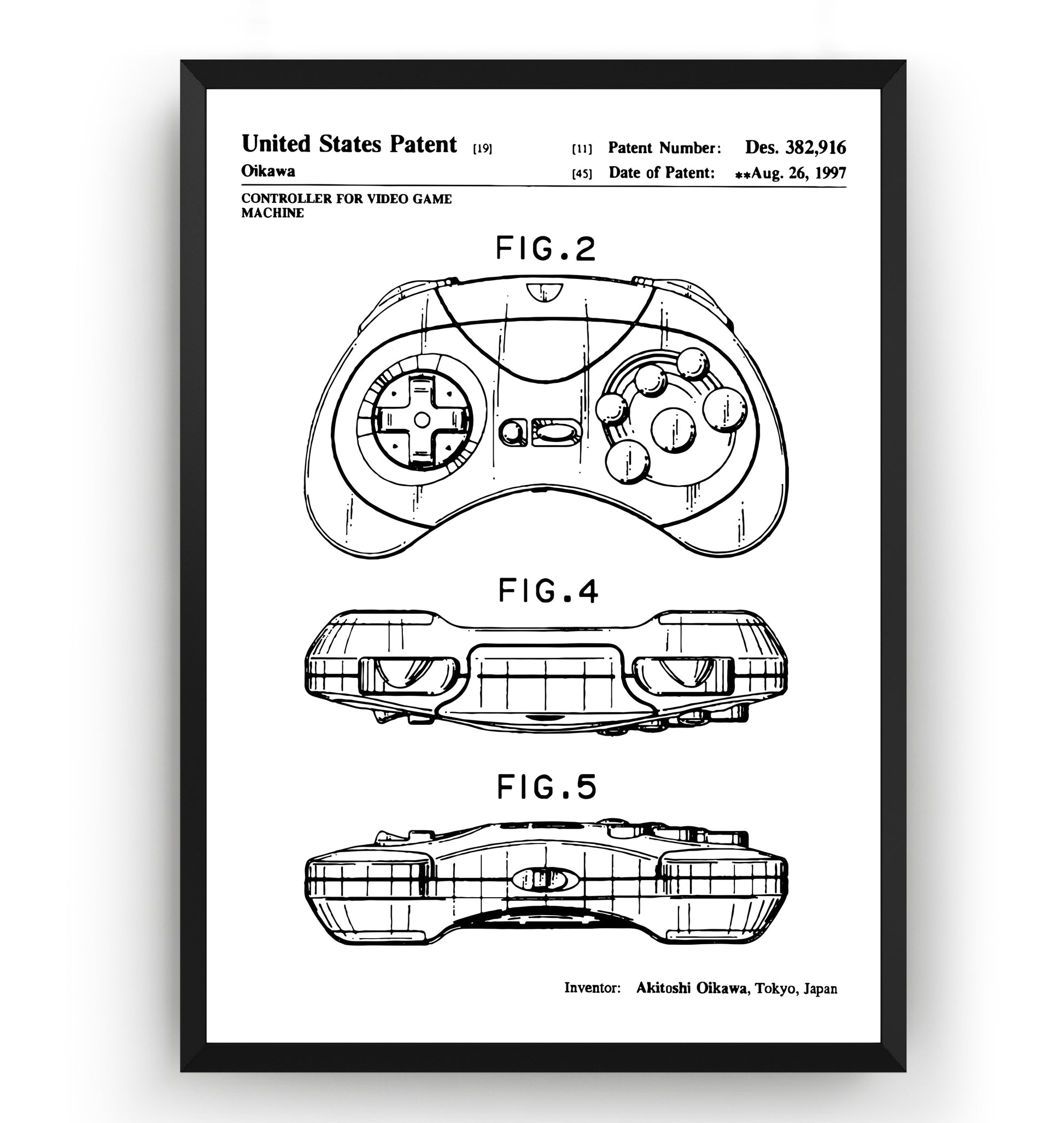 Saturn Controller 1997 Patent Print - Magic Posters