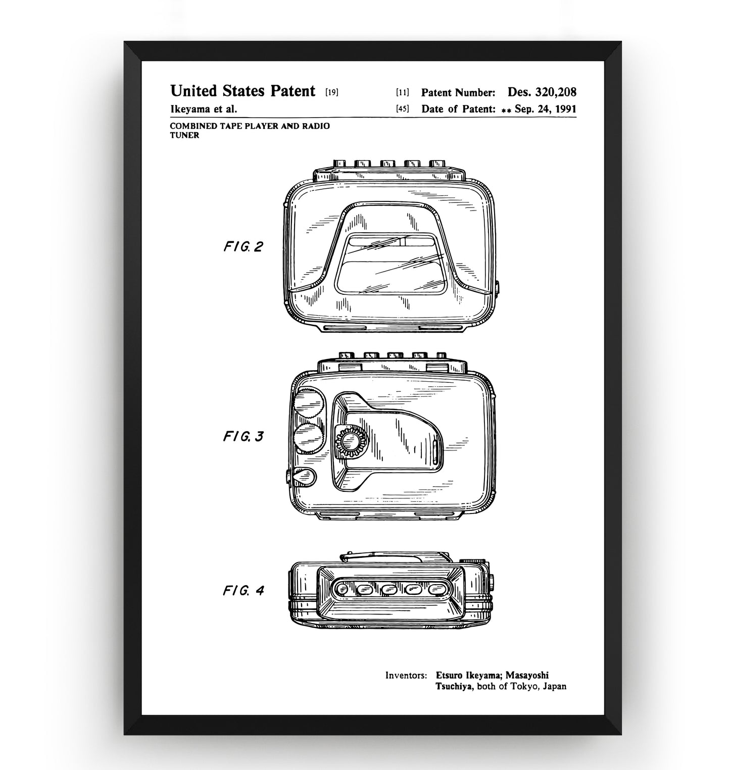 Sony Walkman Prototype 1989 Patent Print - Magic Posters