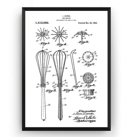 Egg Beater Whisk 1922 Patent Print - Magic Posters