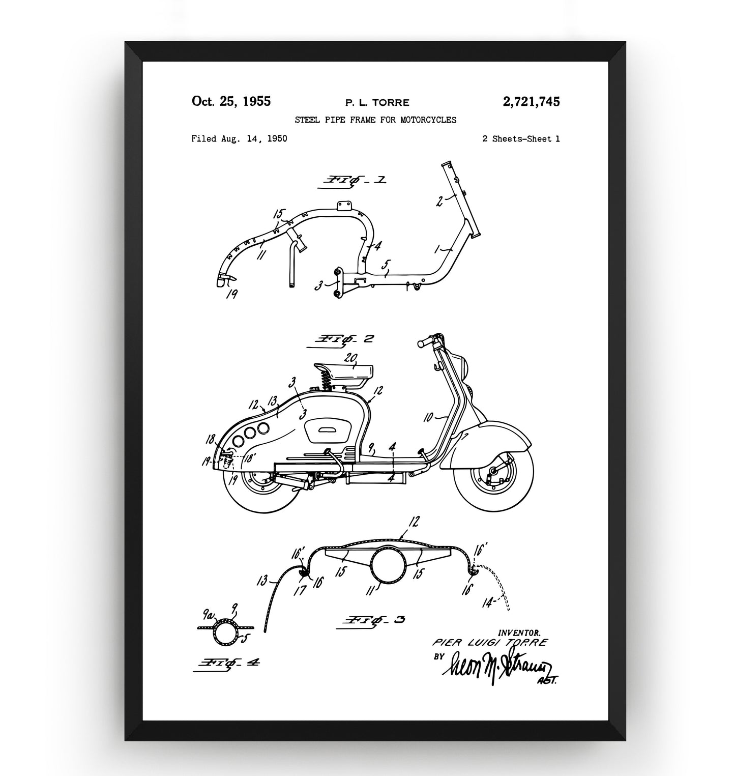 Lambretta Scooter 1955 Patent Print - Magic Posters