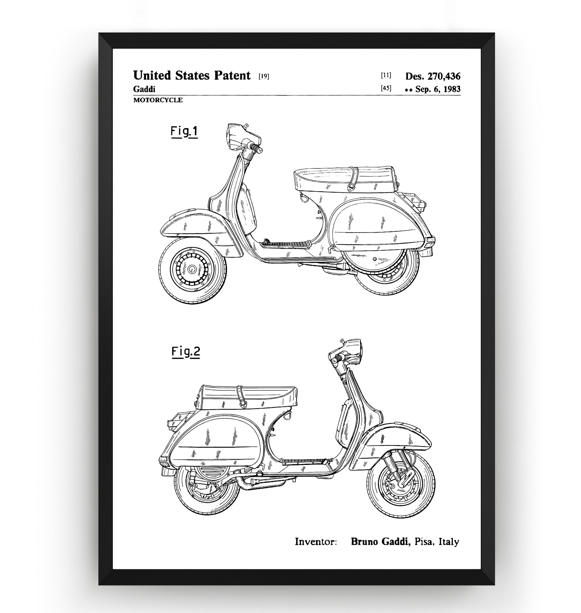 Vespa Scooter 1983 Patent Print - Magic Posters