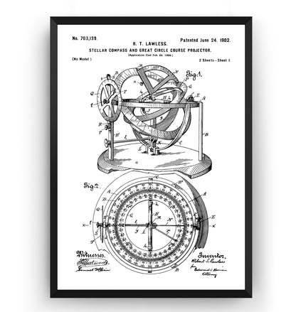 Stellar Compass 1902 Patent Print - Magic Posters