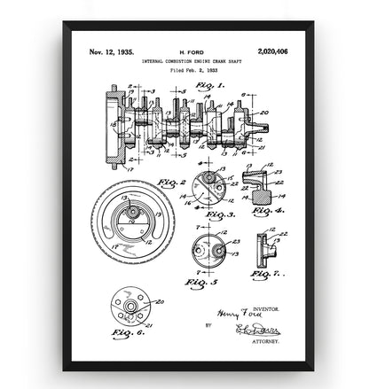 Henry Ford Crankshaft 1935 Patent Print - Magic Posters