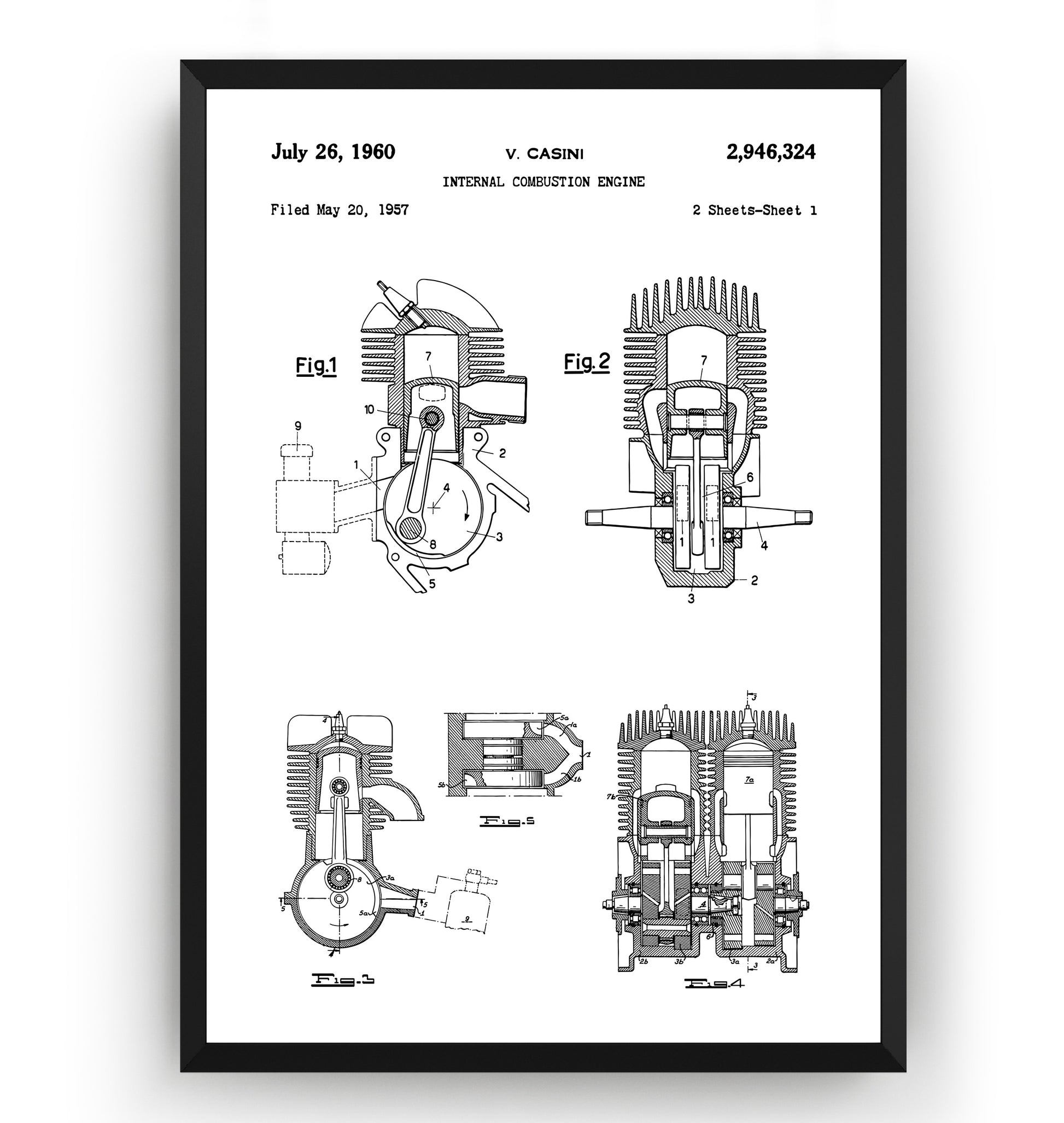 Vespa Engine 1960 Patent Print - Magic Posters