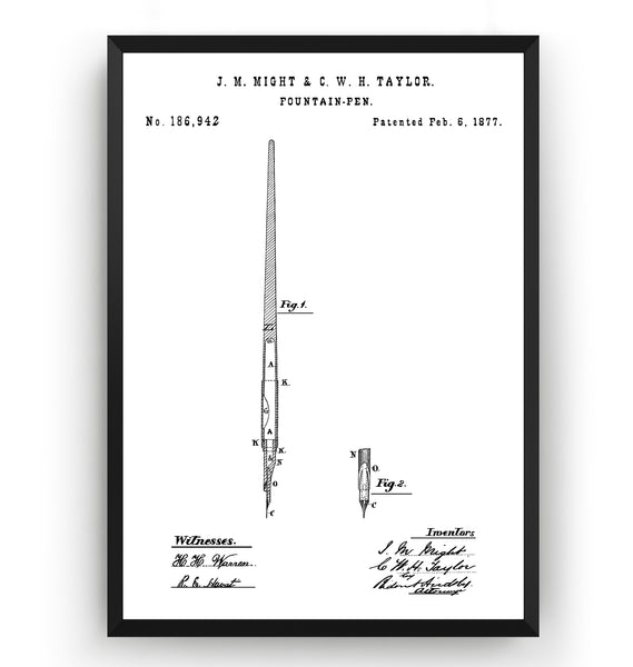 Fountain Pen 1877 Patent Print - Magic Posters