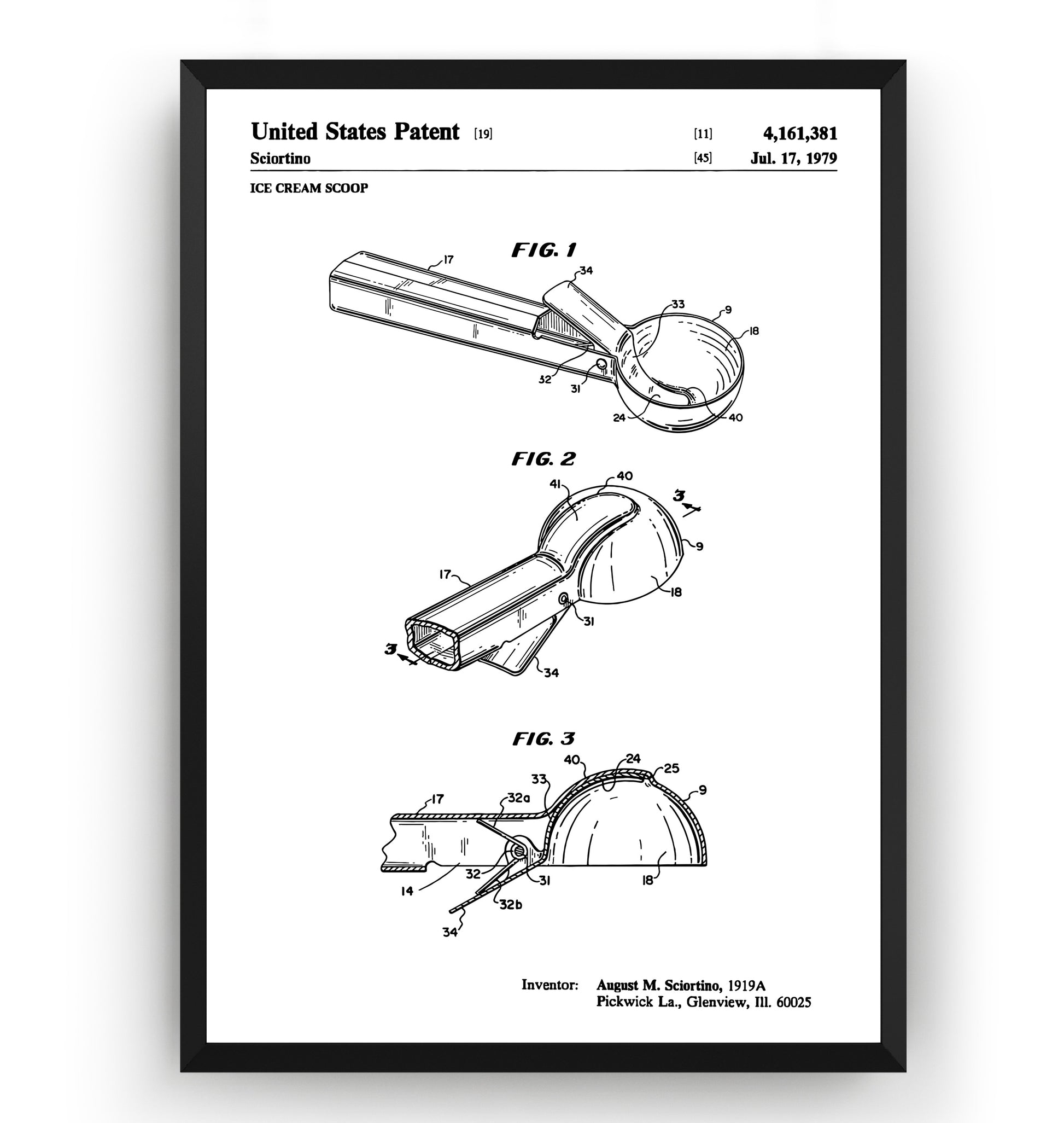 Ice Cream Scoop 1979 Patent Print - Magic Posters
