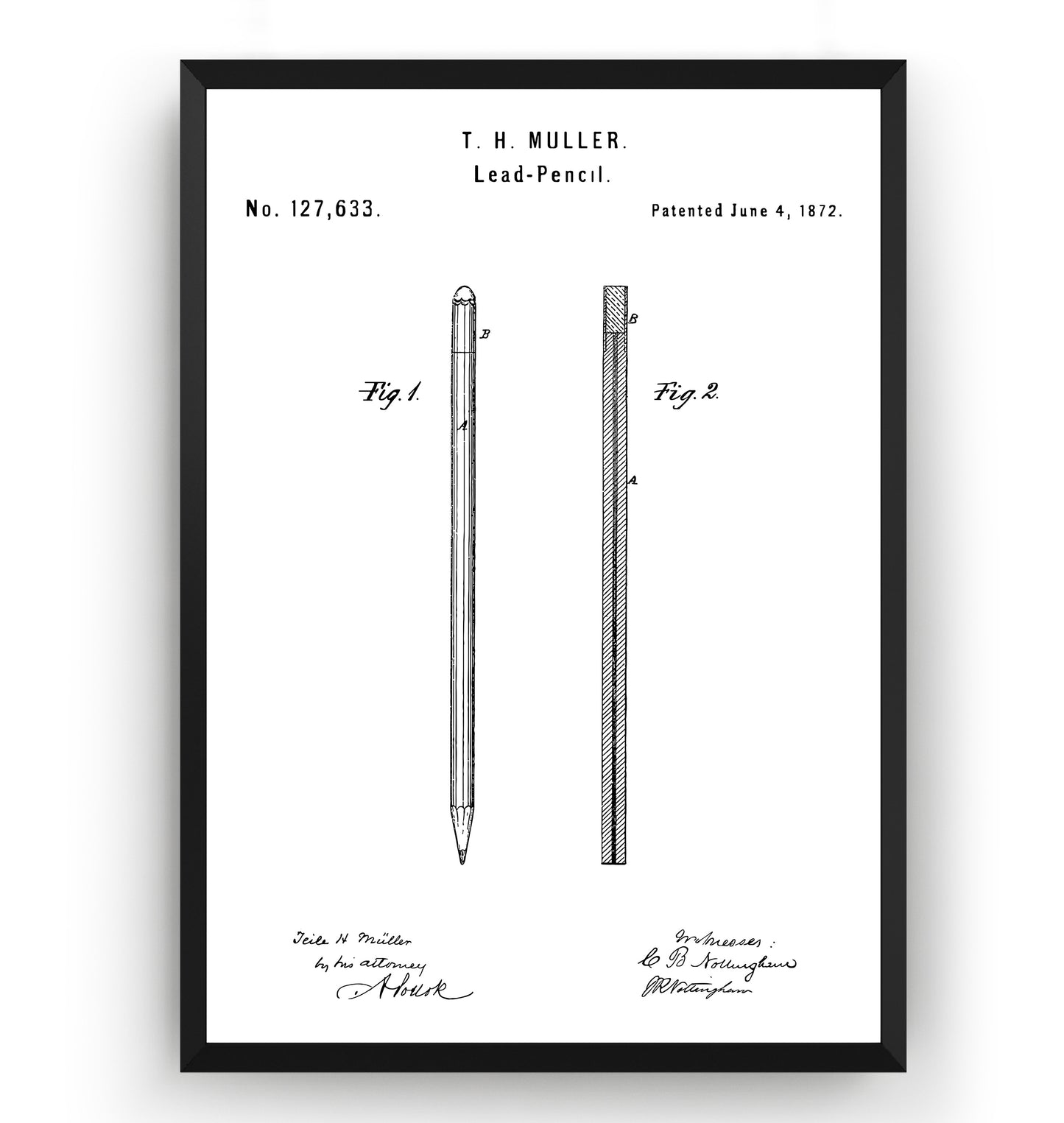 Pencil 1872 Patent Print - Magic Posters