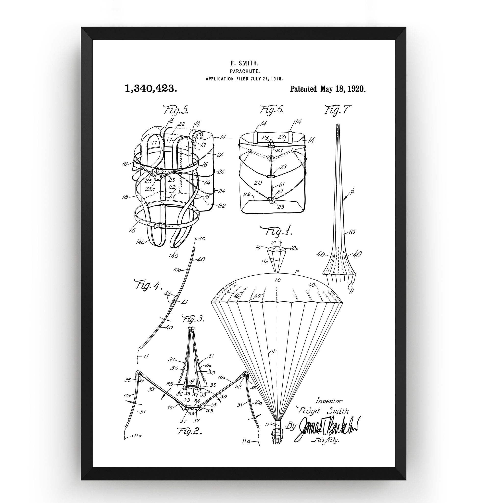 Parachute 1920 Patent Print - Magic Posters