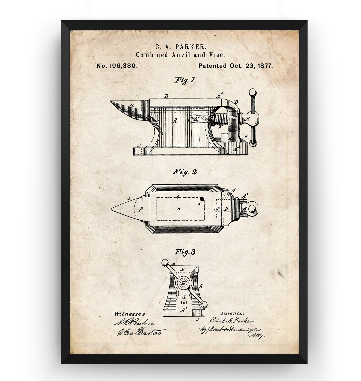 Combined Anvil And Vise 1877 Patent Print - Magic Posters