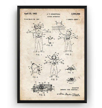Diving Apparatus 1952 Patent Print - Magic Posters