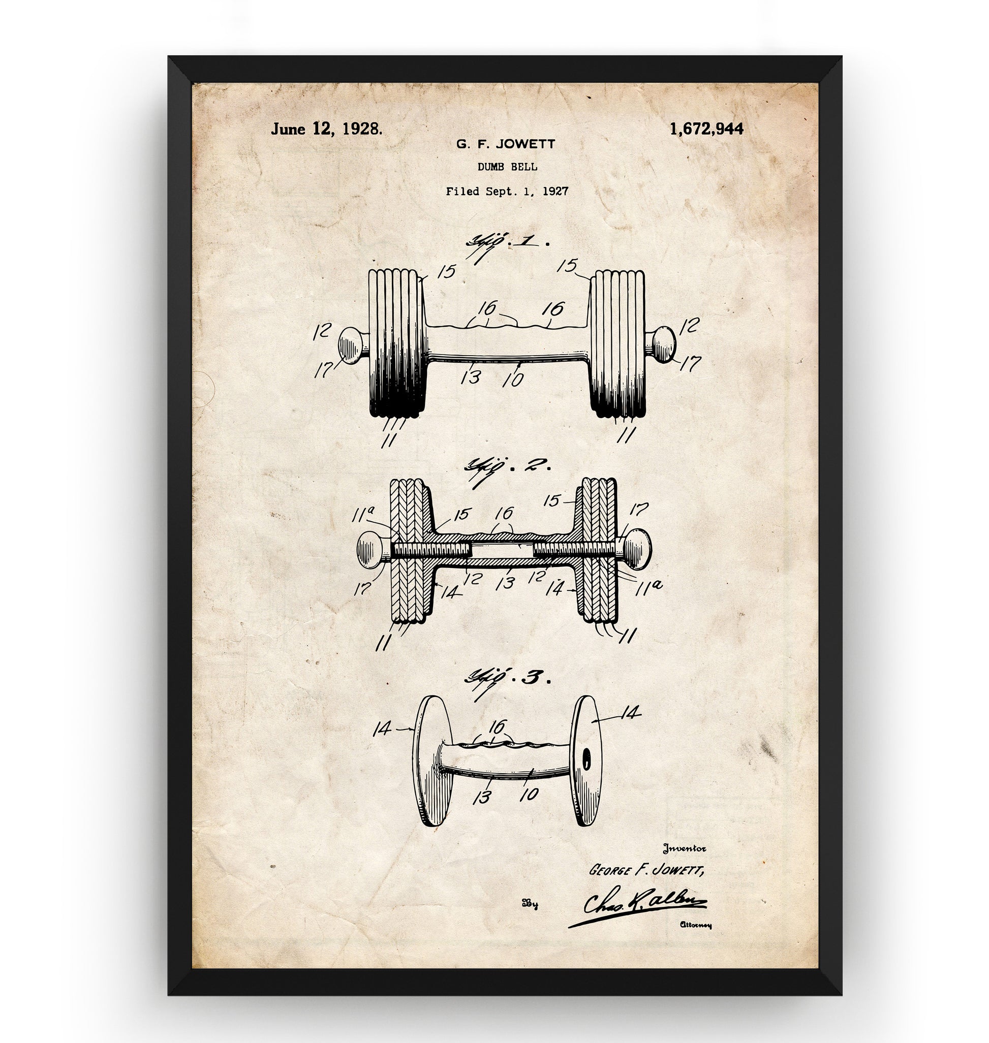 Dumbbell 1927 Patent Print - Magic Posters