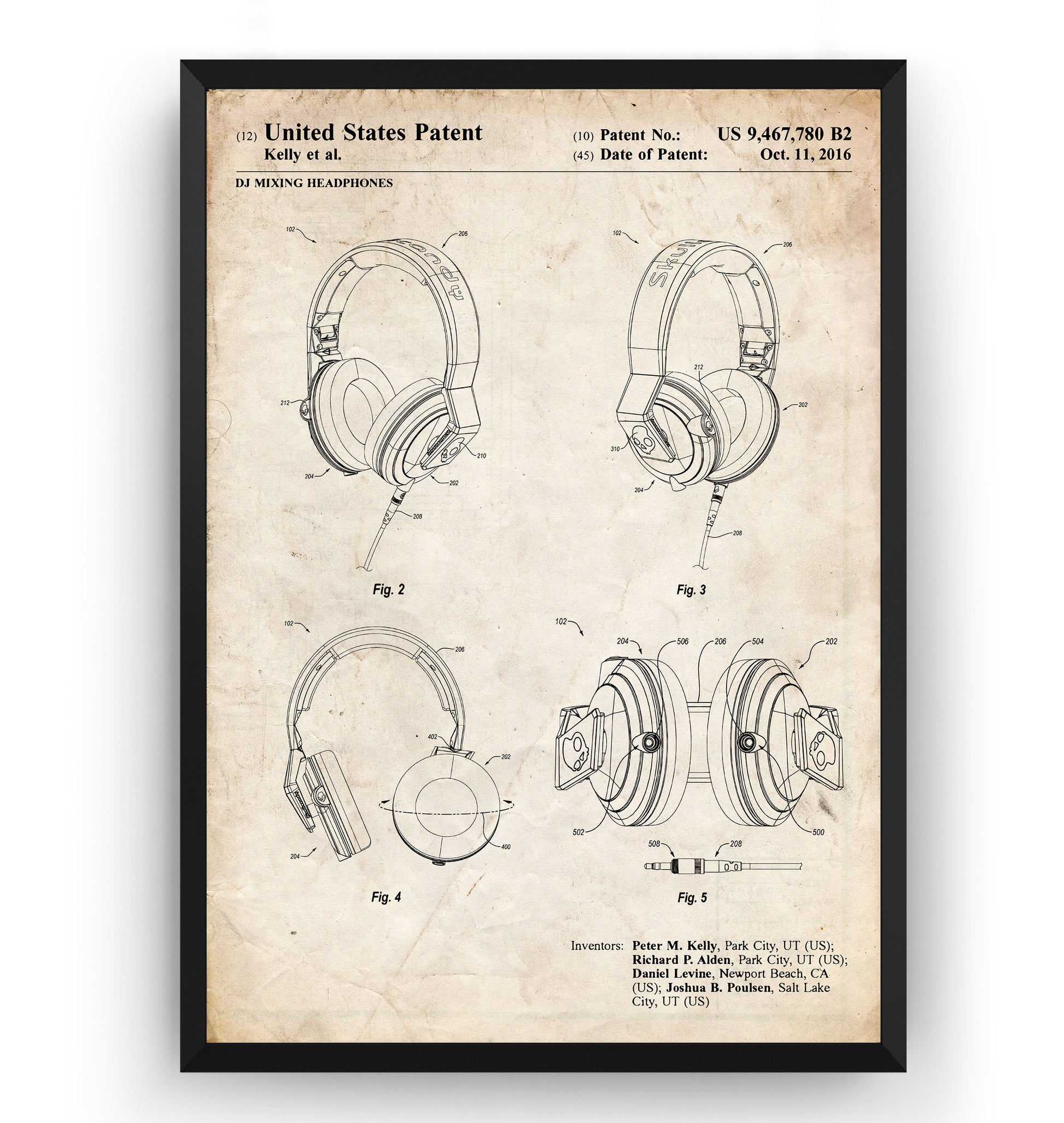 DJ Mixing Headphones 2016 Patent Print - Magic Posters