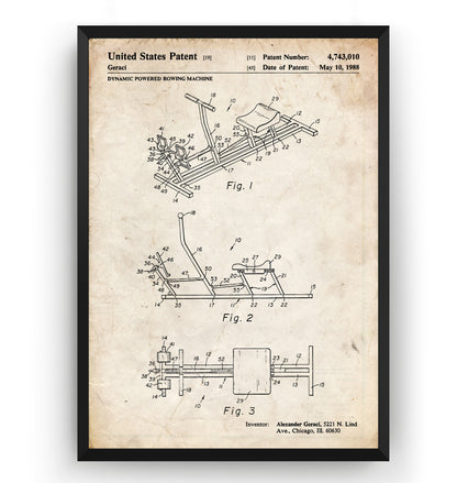 Rowing Machine 1988 Patent Print - Magic Posters