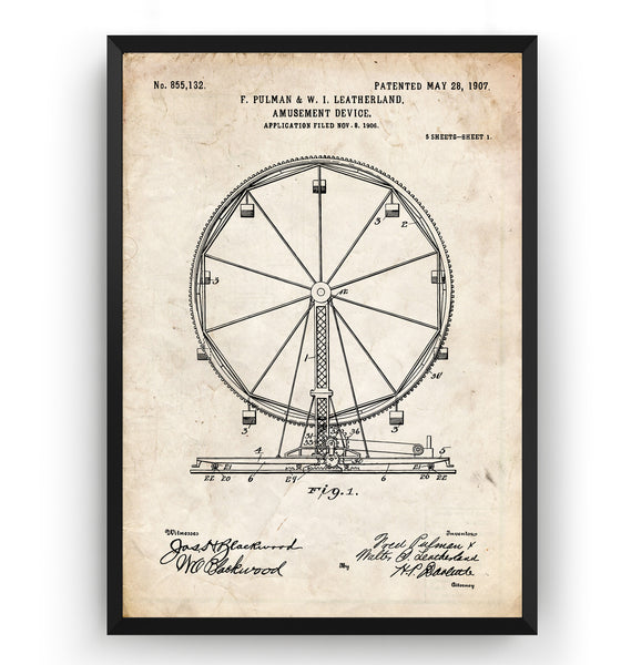 Ferris Wheel 1907 Patent Print - Magic Posters