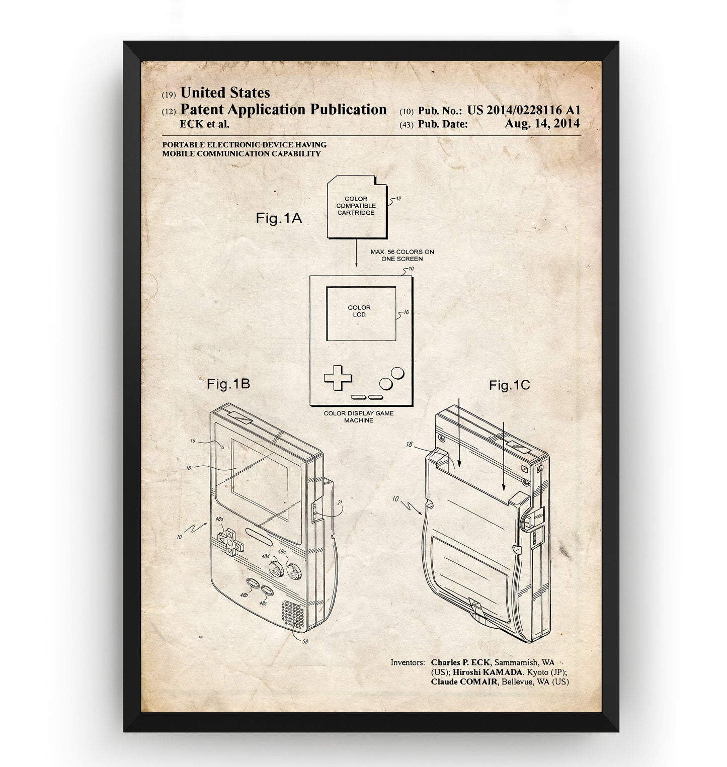 Game Boy Color 2014 Patent Print - Magic Posters