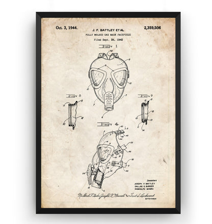 Gas Mask 1944 Patent Print - Magic Posters