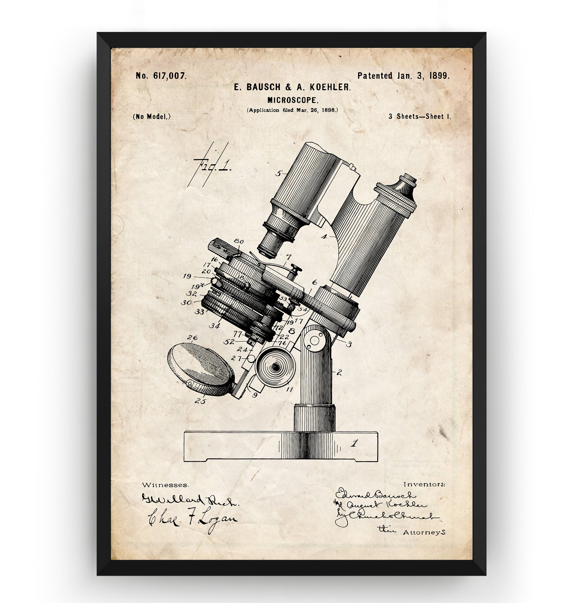 Microscope 1899 Patent Print - Magic Posters