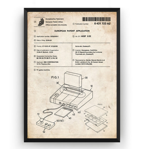 Neo Geo Console 1990 Patent Print - Magic Posters