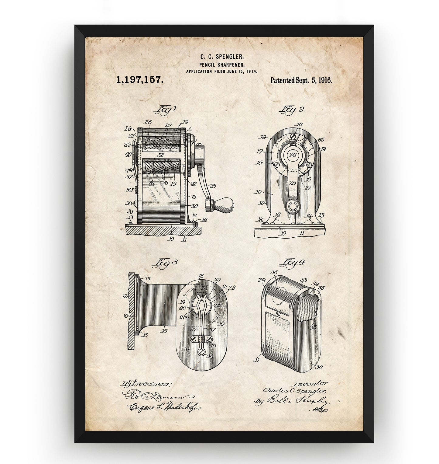 Pencil Sharpener 1914 Patent Print - Magic Posters