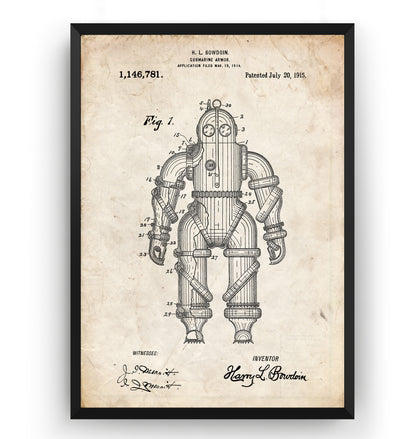 Submarine Armour 1915 Patent Print - Magic Posters
