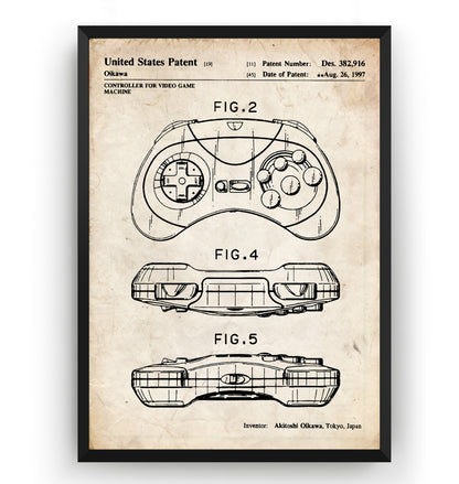 Saturn Controller 1997 Patent Print - Magic Posters
