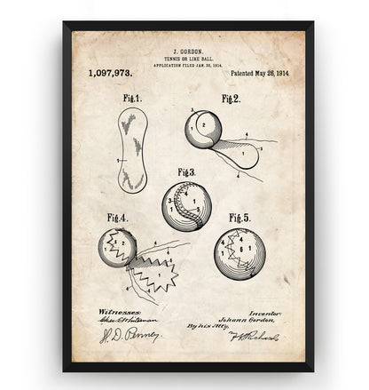 Tennis Ball 1914 Patent Print - Magic Posters