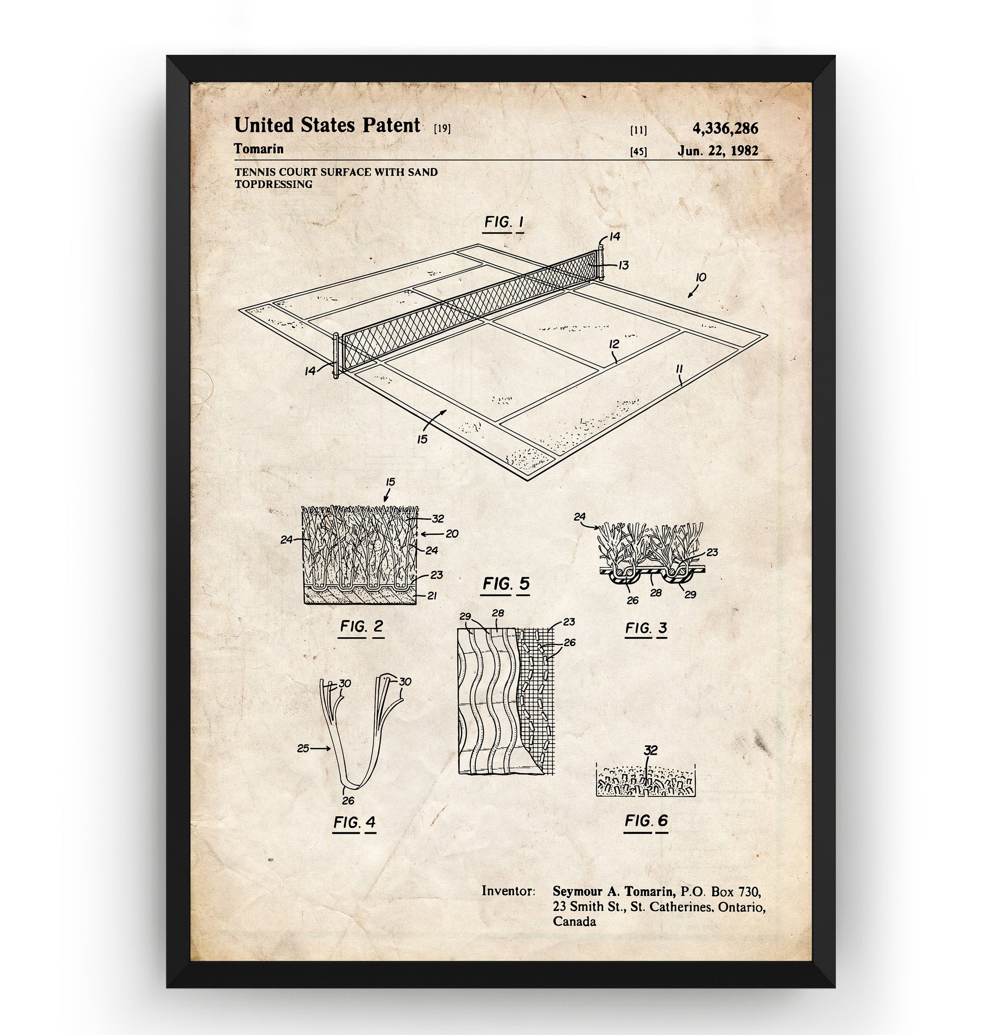 Tennis Court 1982 Patent Print - Magic Posters