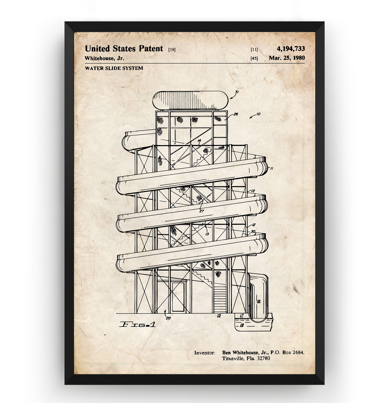 Water Slide 1980 Patent Print - Magic Posters