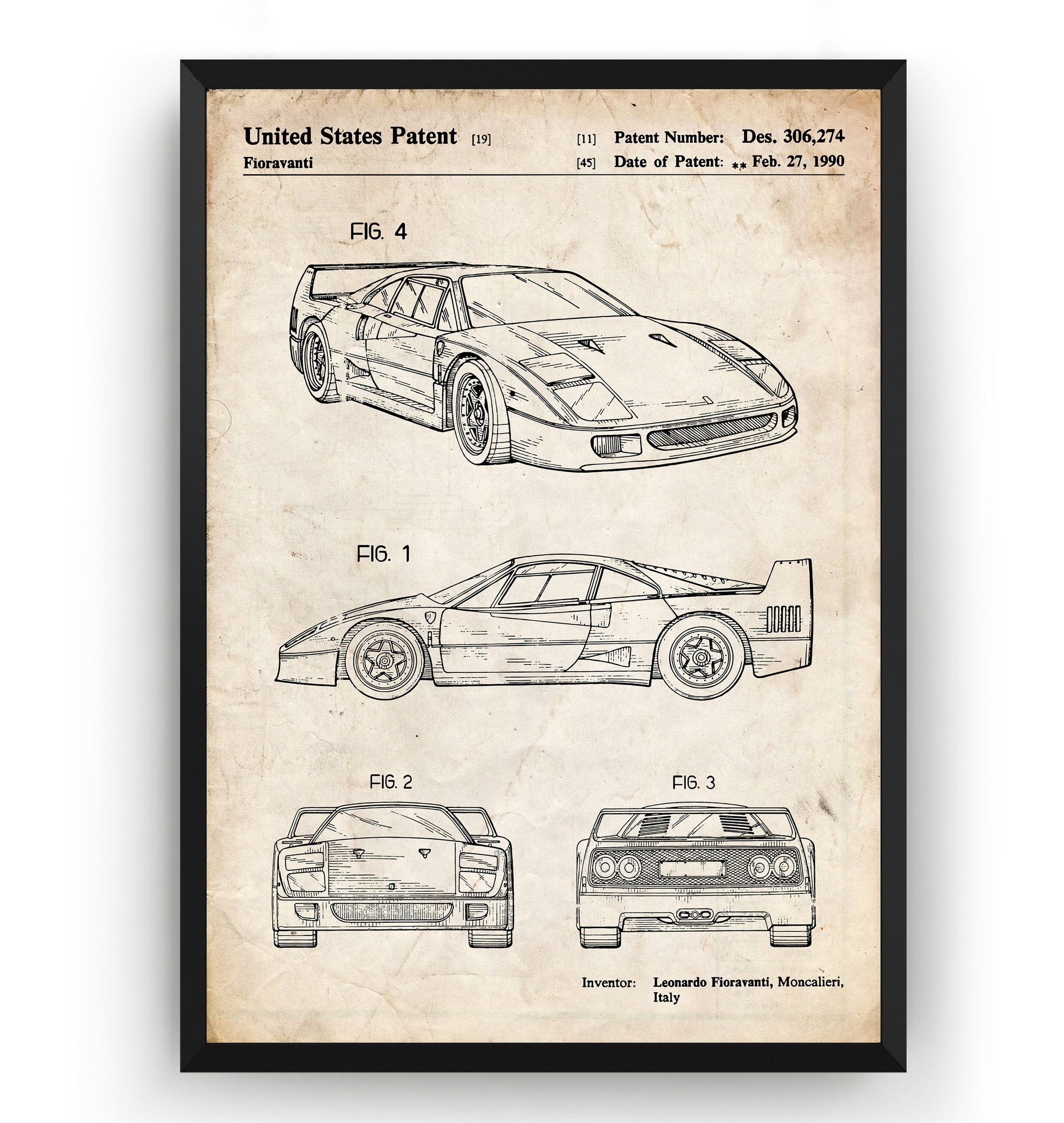 Ferrari F40 1990 Patent Print - Magic Posters