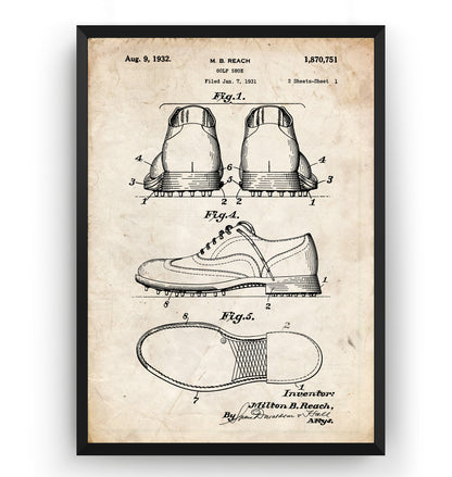 Golf Shoe 1932 Patent Print - Magic Posters