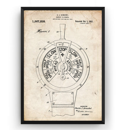 Marine Telegraph 1921 Patent Print - Magic Posters