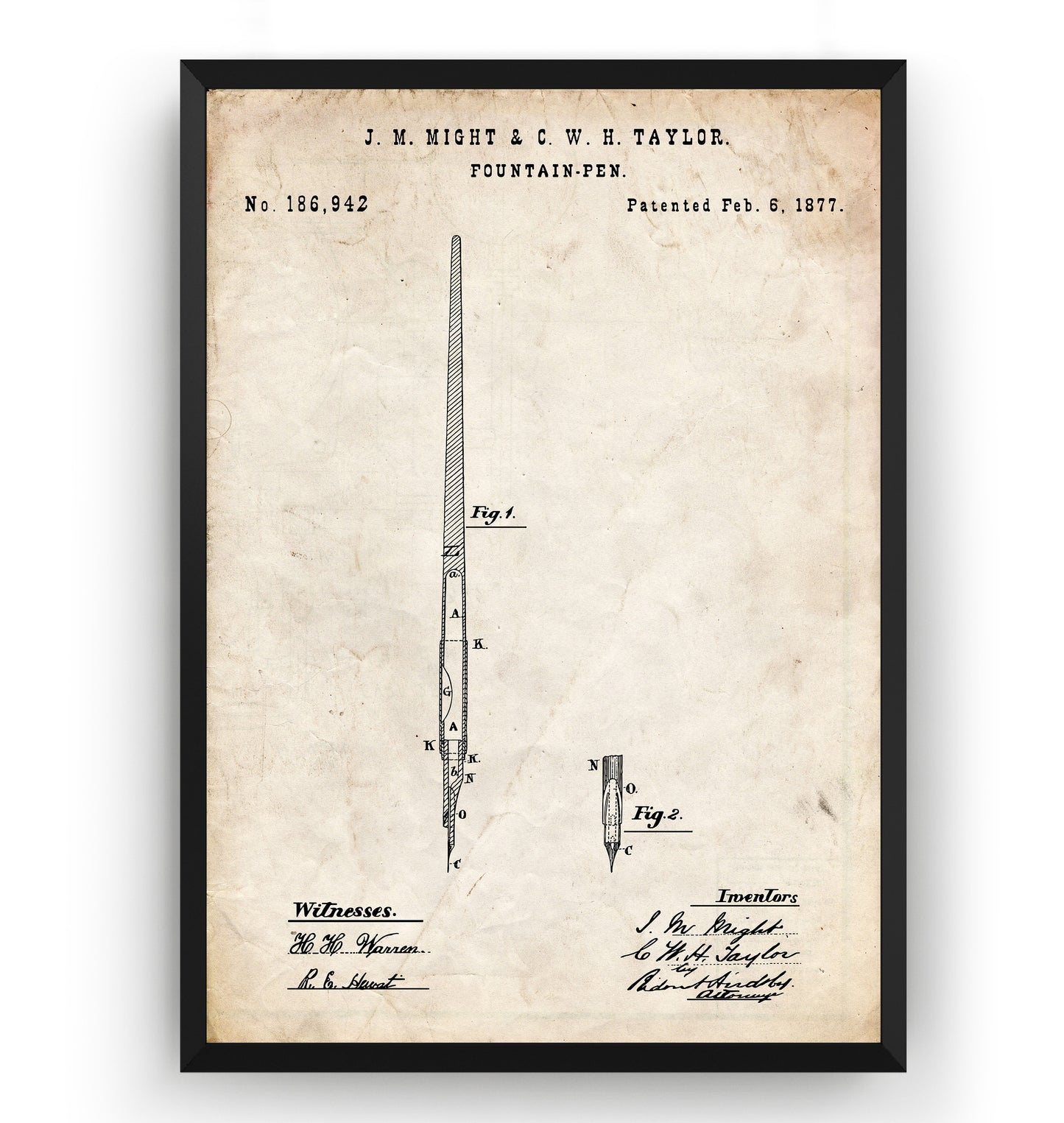 Fountain Pen 1877 Patent Print - Magic Posters