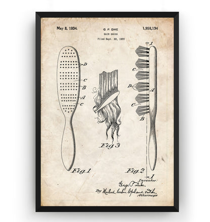 Hair Brush 1934 Patent Print - Magic Posters