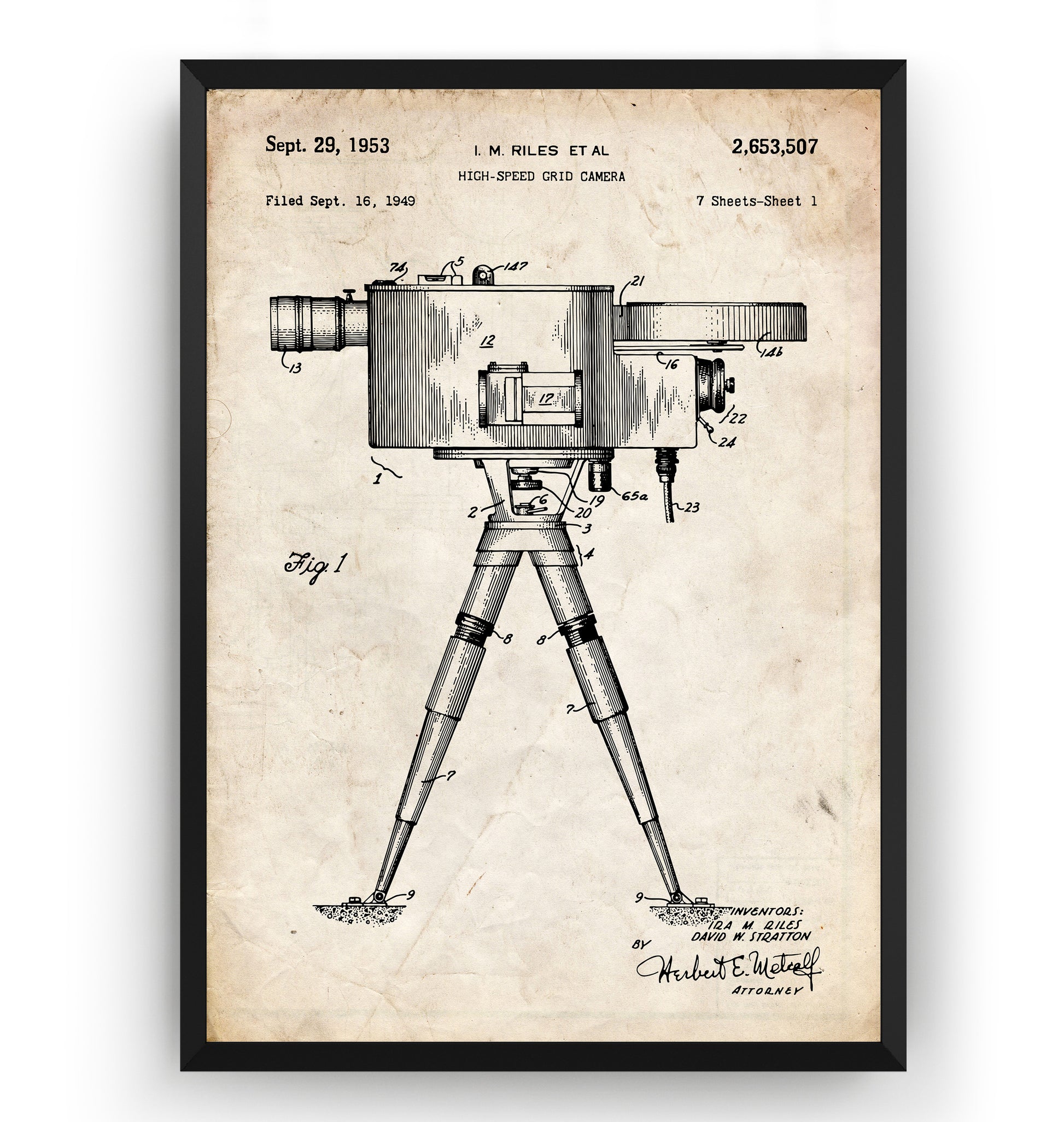 High-Speed Grid Camera 1953 Patent Print - Magic Posters