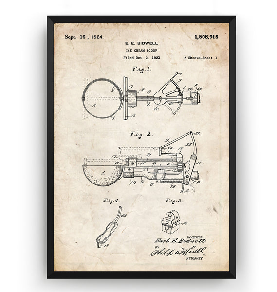 Ice Cream Scoop 1924 Patent Print - Magic Posters