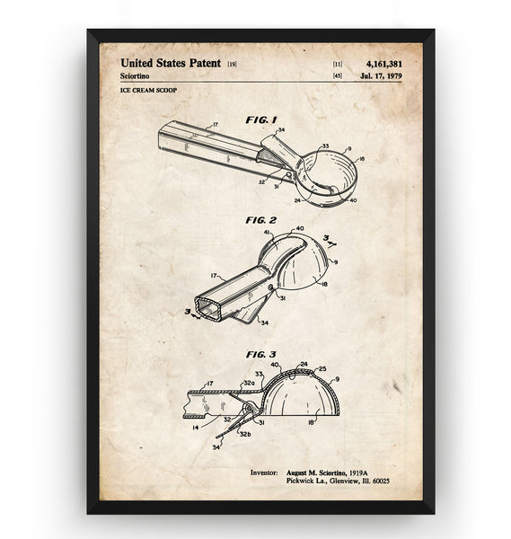 Ice Cream Scoop 1979 Patent Print - Magic Posters