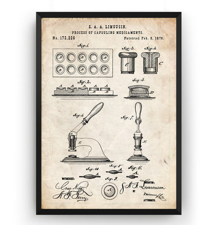 Pharmacist Pill Press 1876 Patent Print - Magic Posters