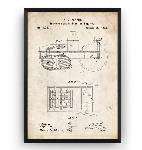 Steam Plow 1872 Patent Print - Magic Posters