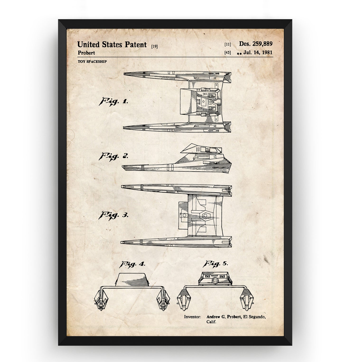 Star Trek Vulcan Shuttle Surak 1981 Patent Print - Magic Posters