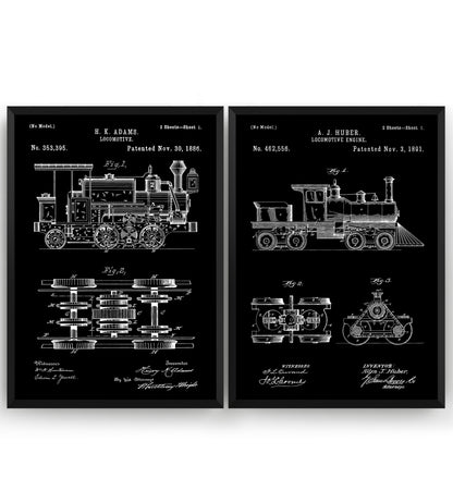Steam Train Set Of 2 Patent Prints - Magic Posters