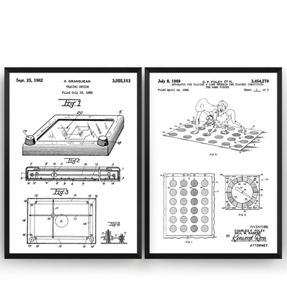 Retro Board Games Set Of 2 Patent Prints - Magic Posters