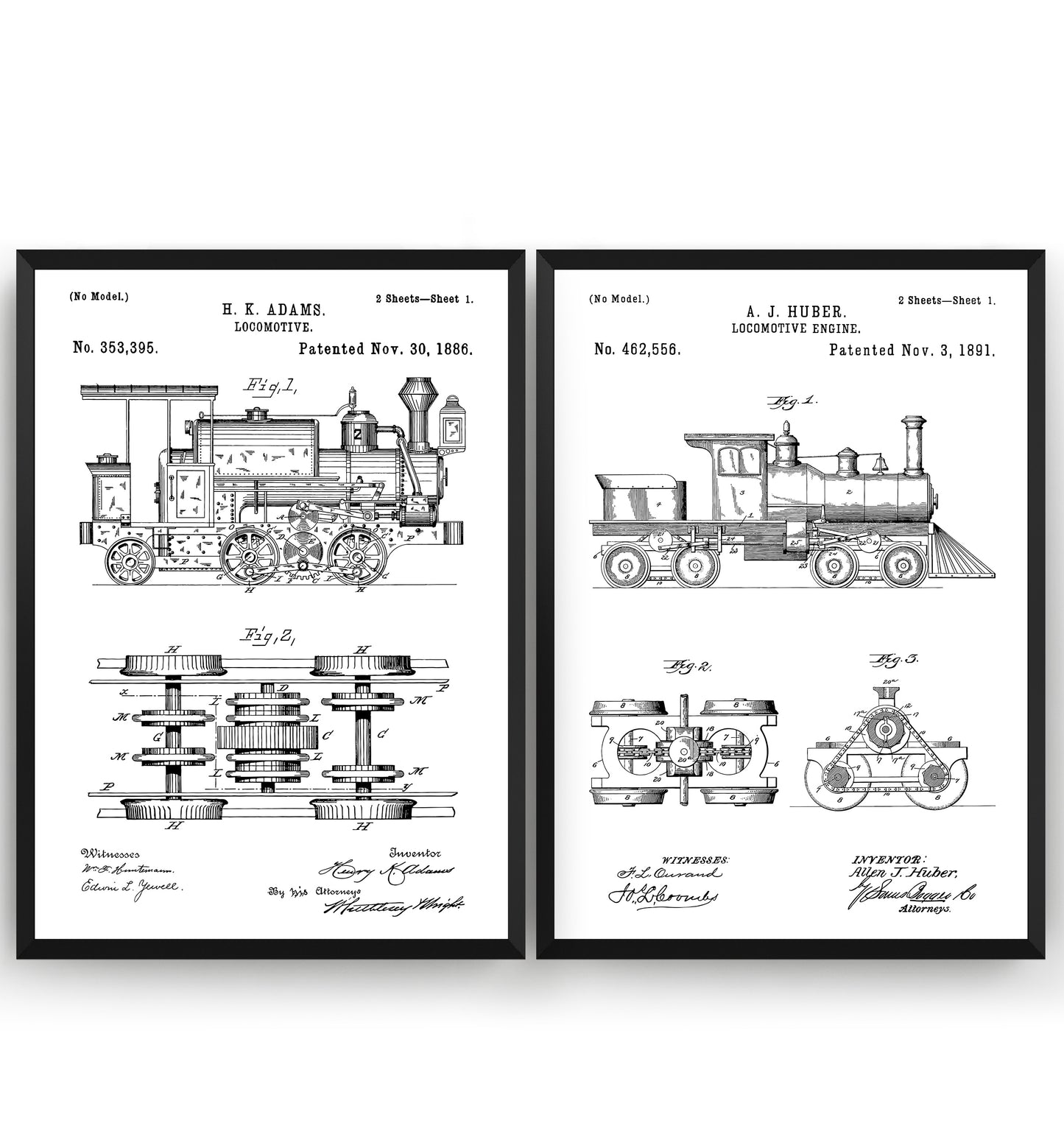 Steam Train Set Of 2 Patent Prints - Magic Posters