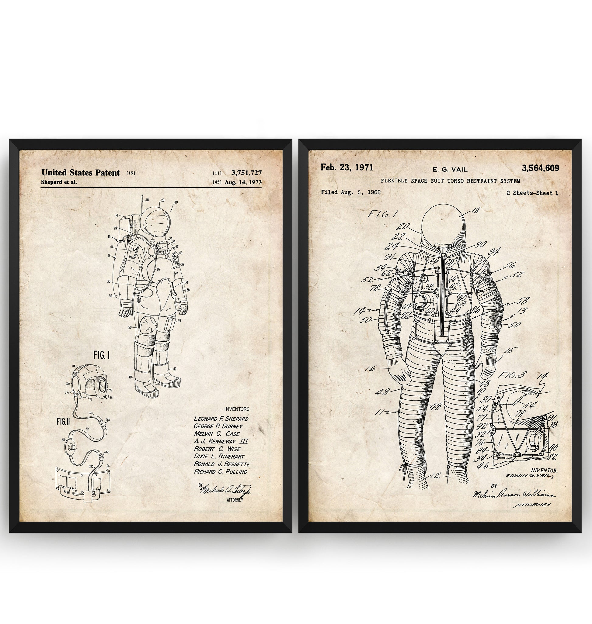 Space Suit Set Of 2 Patent Prints - Magic Posters