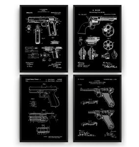 Pistol Set Of 4 Patent Prints - Magic Posters