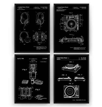 DJ Set Of 4 Patent Prints - Magic Posters