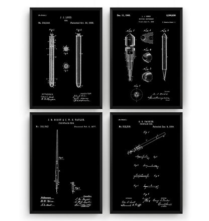 Pen Set Of 4 Patent Prints - Magic Posters