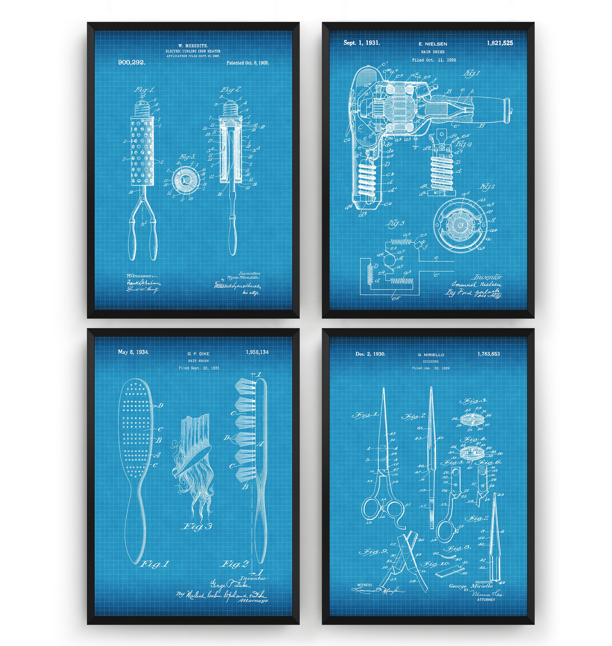 Hair Stylist Set Of 4 Patent Prints - Magic Posters