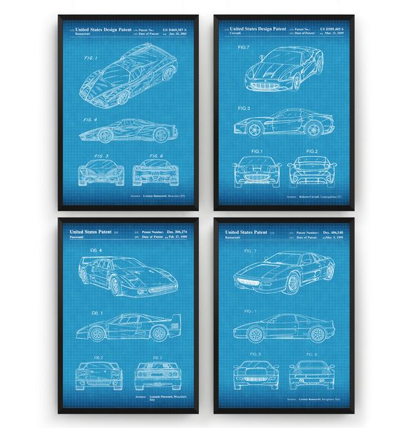 Ferrari Set Of 4 Patent Prints - Magic Posters