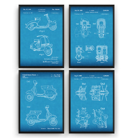 Vespa Scooter Set Of 4 Patent Prints - Magic Posters